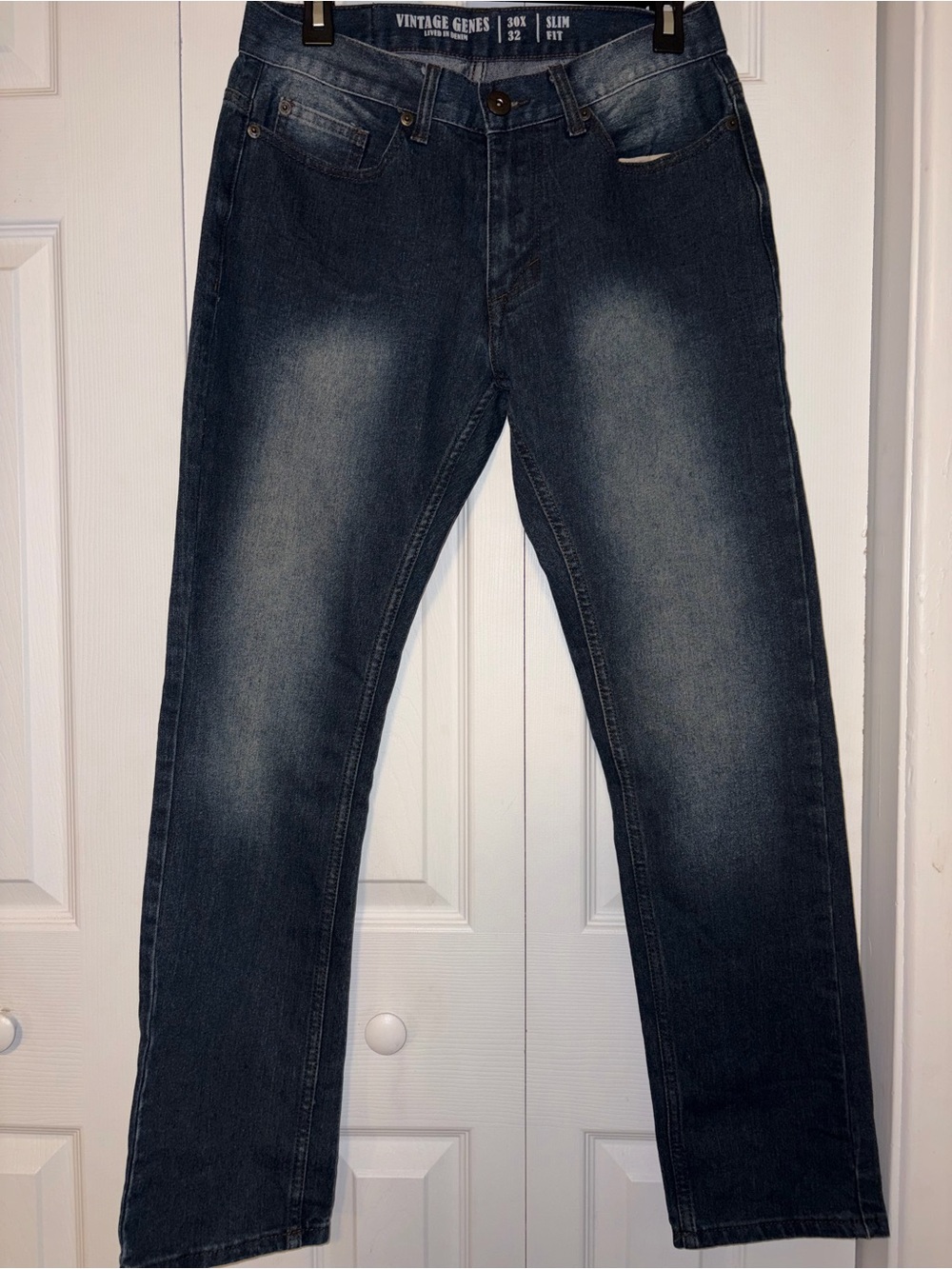 Vintage Genes Lived in Denim Men’s Slim Fit Jeans 30x32 Faded Blue